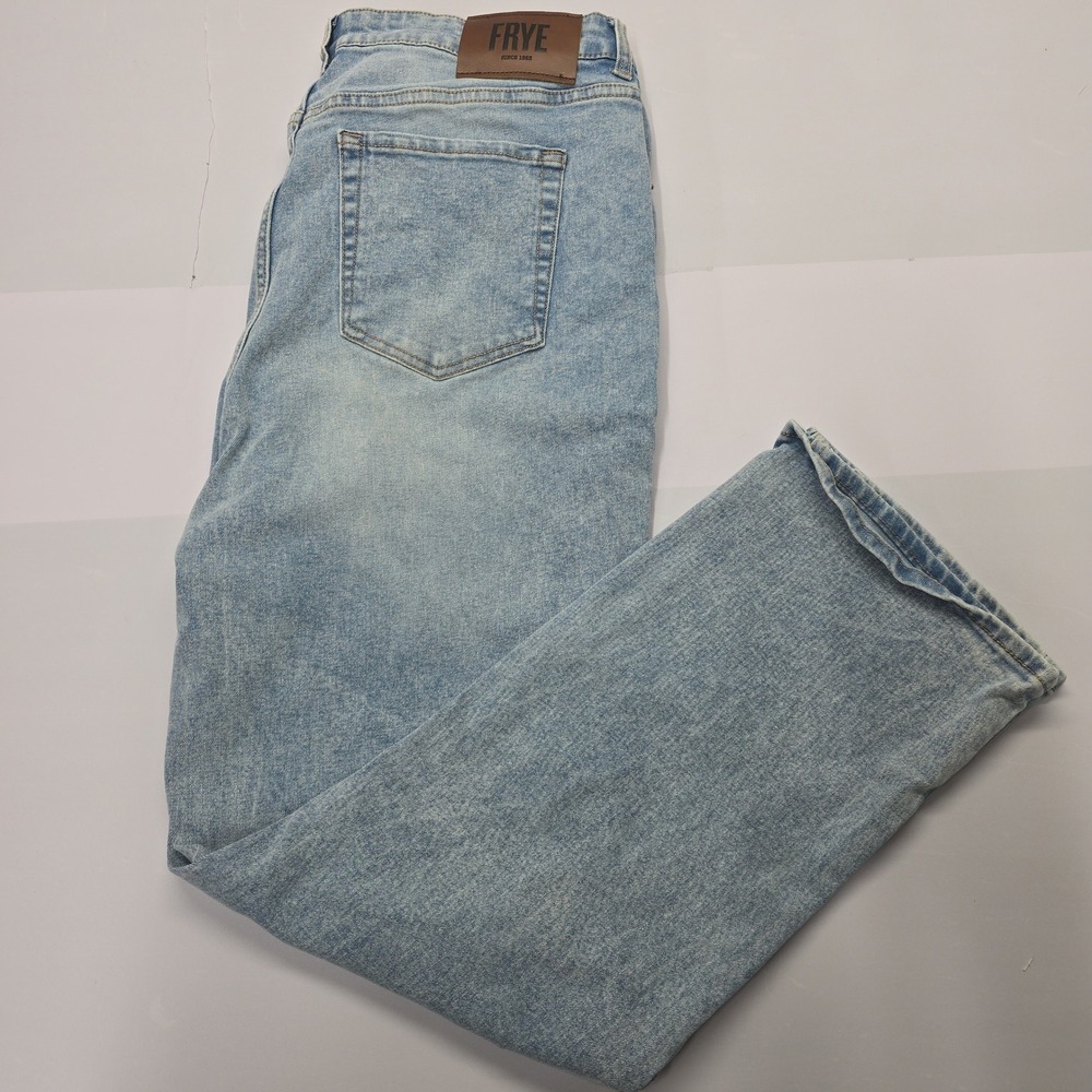 Frye Mens Light Wash Straight Leg‎ Denim Jeans Blue High Rise 35x29